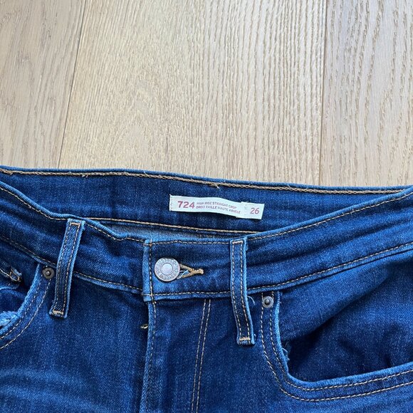 Levi's 724 High Rise Straight Distressed Jeans - Picture 3 of 4